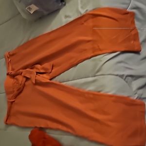 Coral colored Julius and lip. Hold extra large cropped dress pants